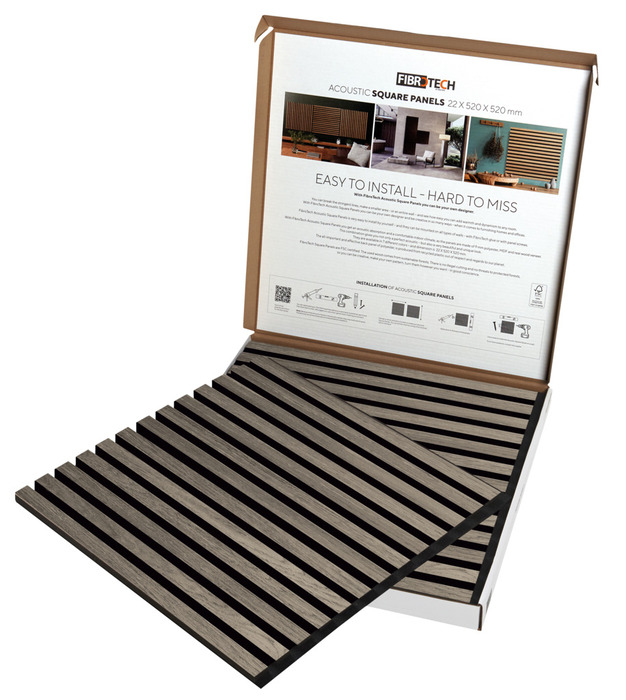 Akustikpanel Square Grey Oak 22 x 520 x 520 mm 2-pack Fibrotech